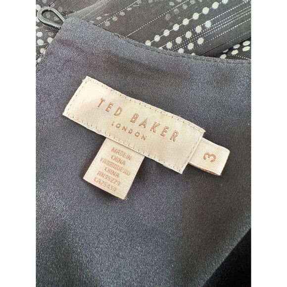 Ted Baker London Atlas Long Sleeve Midi Dress Black Chevron Modest Style size 3 - Picture 5 of 15